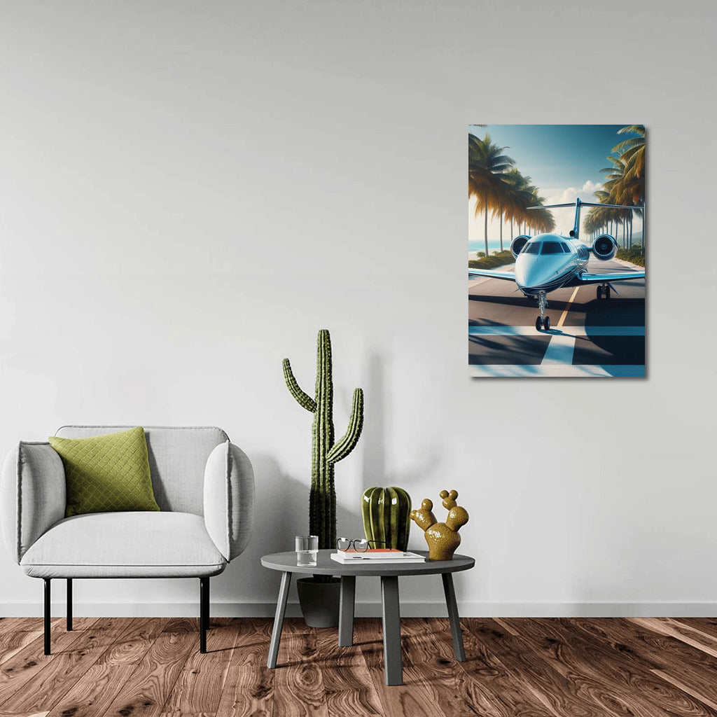 Private Jet Takeoff: Palms and Dreams
