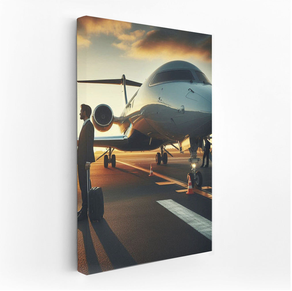 Takeoff to Success: Silhouette and Business Jet at the Airport