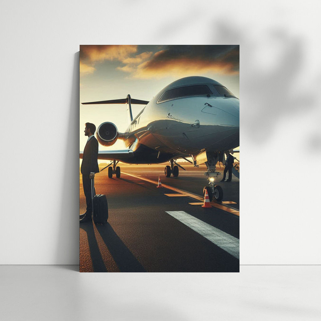 Takeoff to Success: Silhouette and Business Jet at the Airport