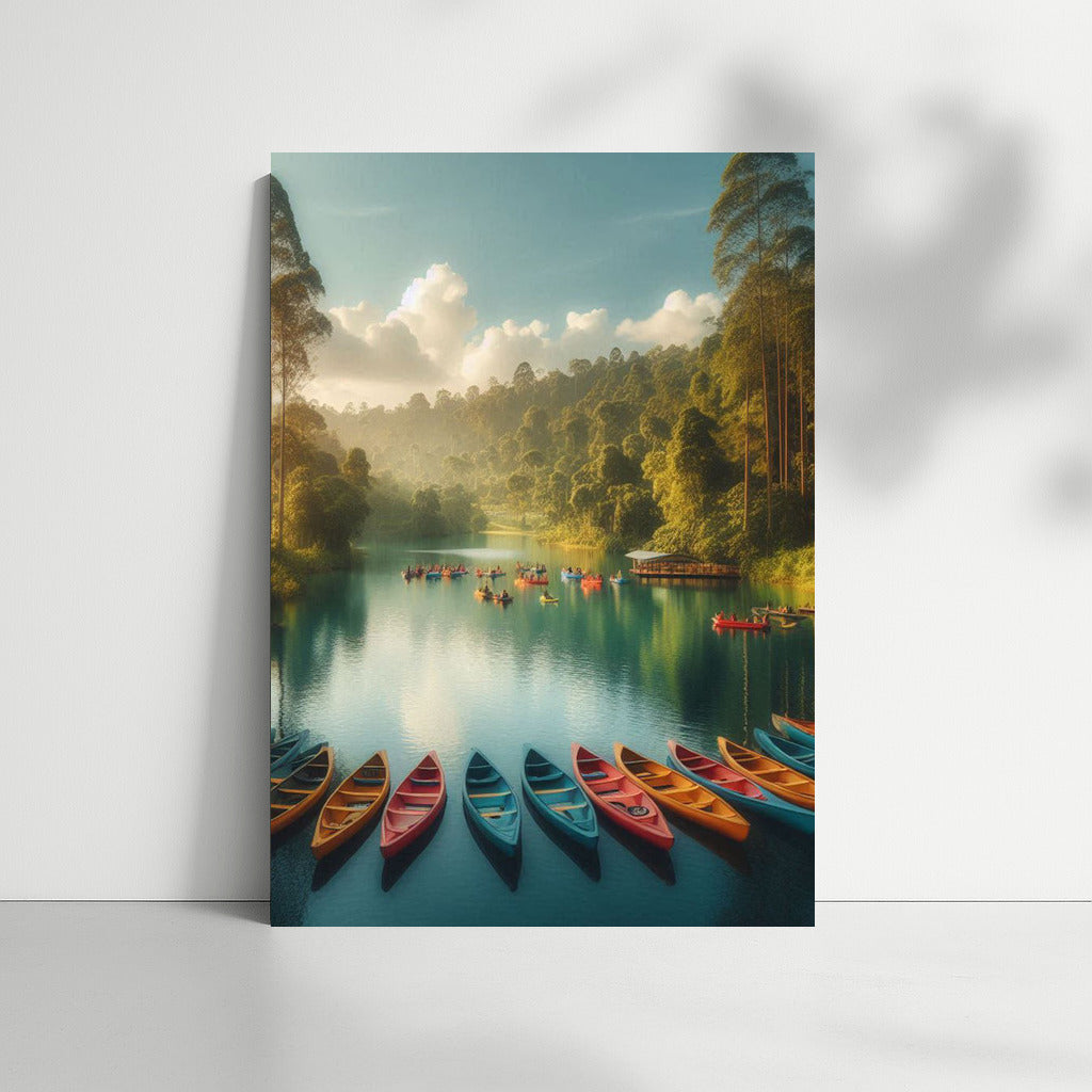 Harmony of Boats on the Lake: Tranquility of Canoes Lake 3