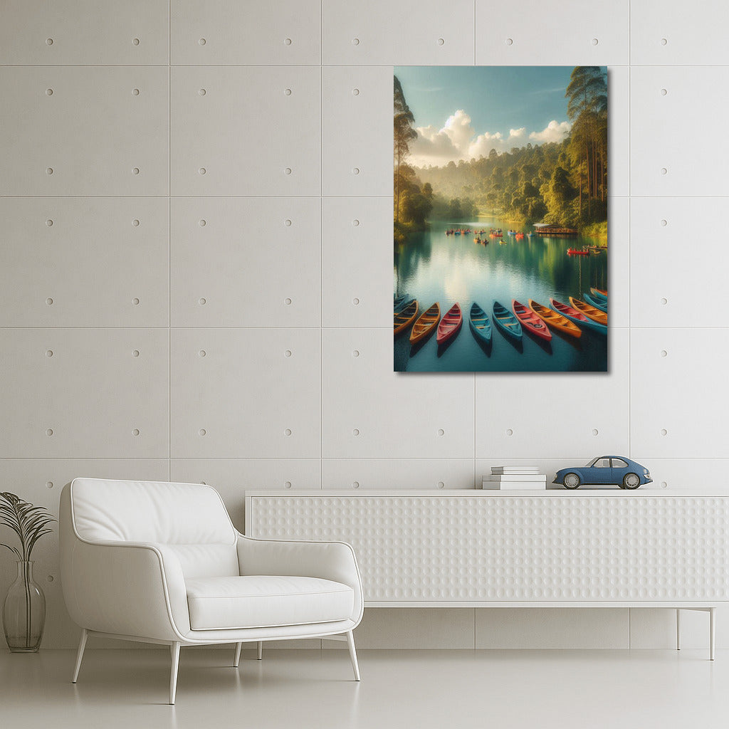 Harmony of Boats on the Lake: Tranquility of Canoes Lake 3