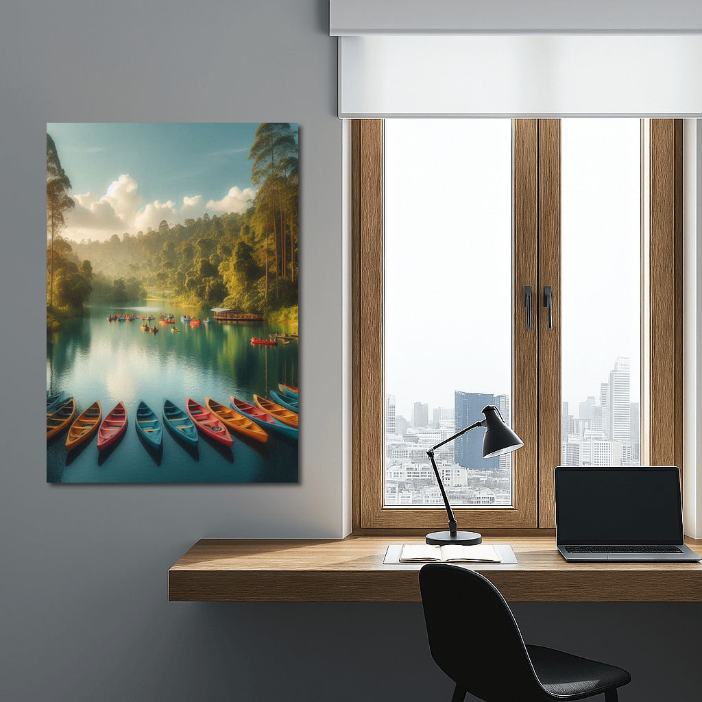 Harmony of Boats on the Lake: Tranquility of Canoes Lake 3