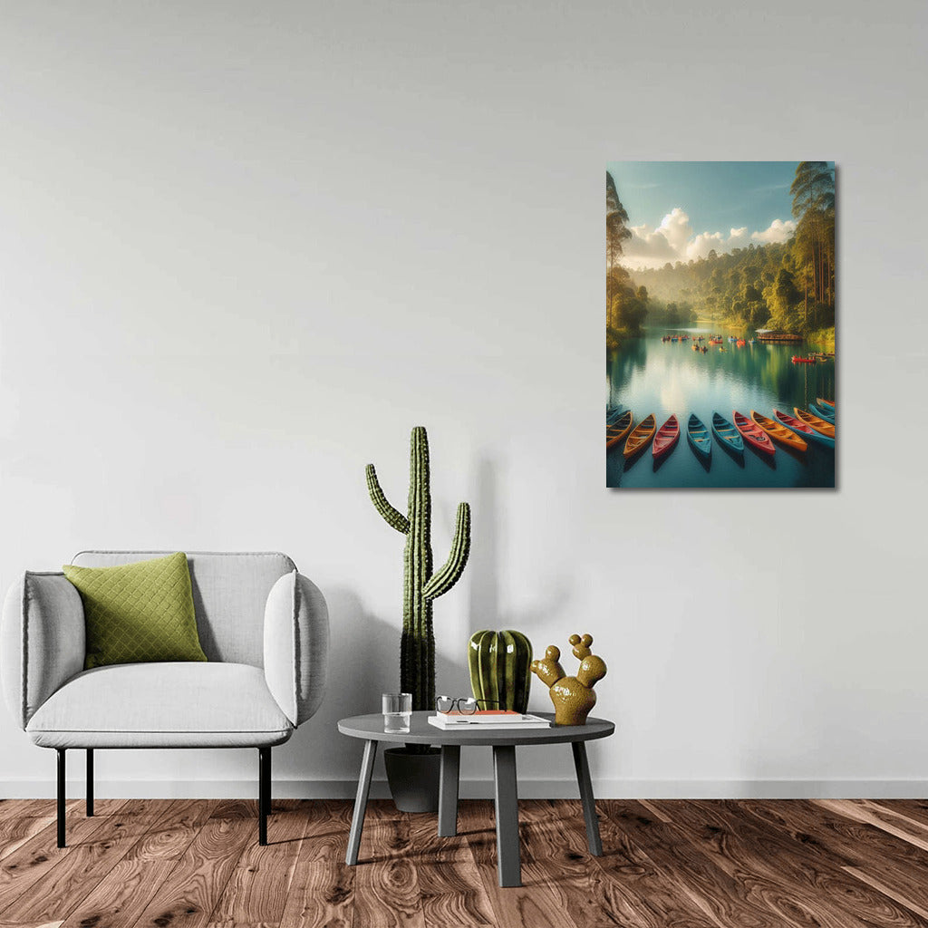 Harmony of Boats on the Lake: Tranquility of Canoes Lake 3