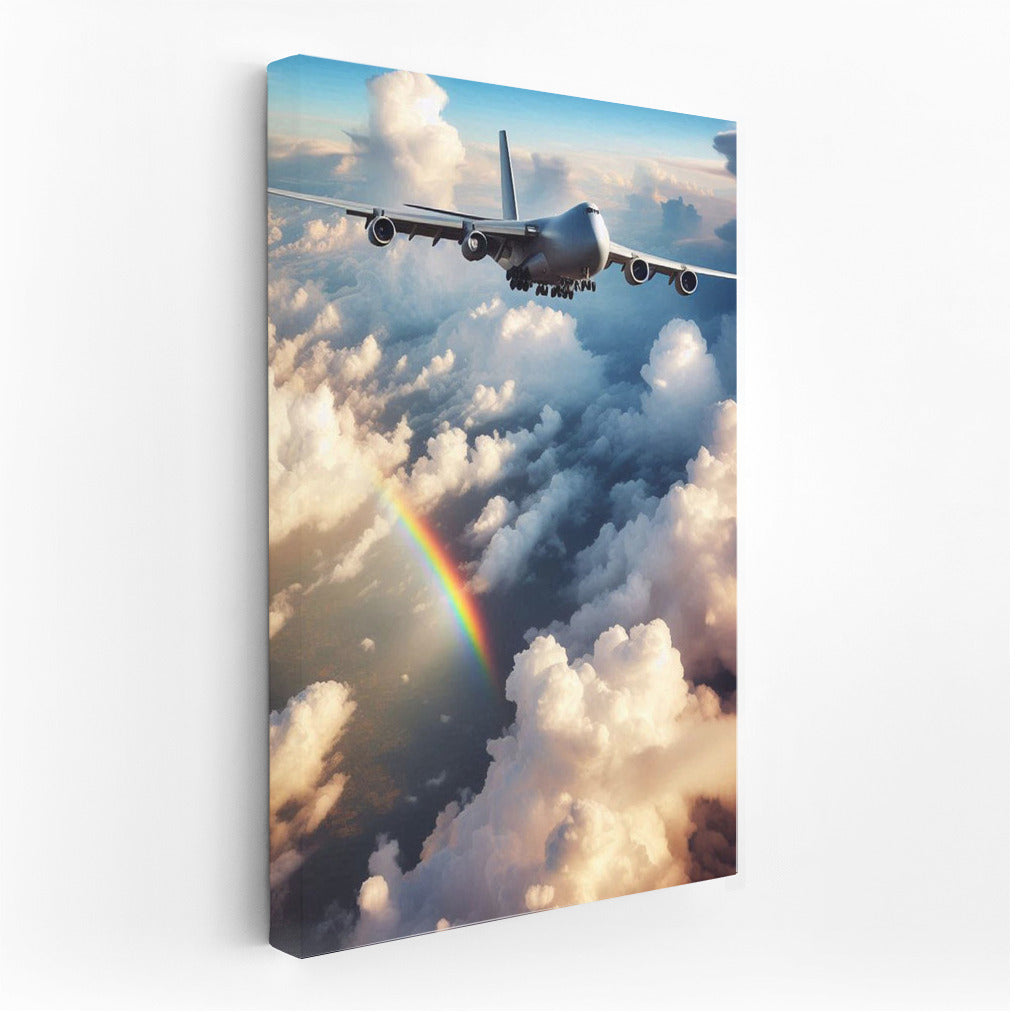 Cargo Plane in Clouds and Rainbows: Flight of Dreams