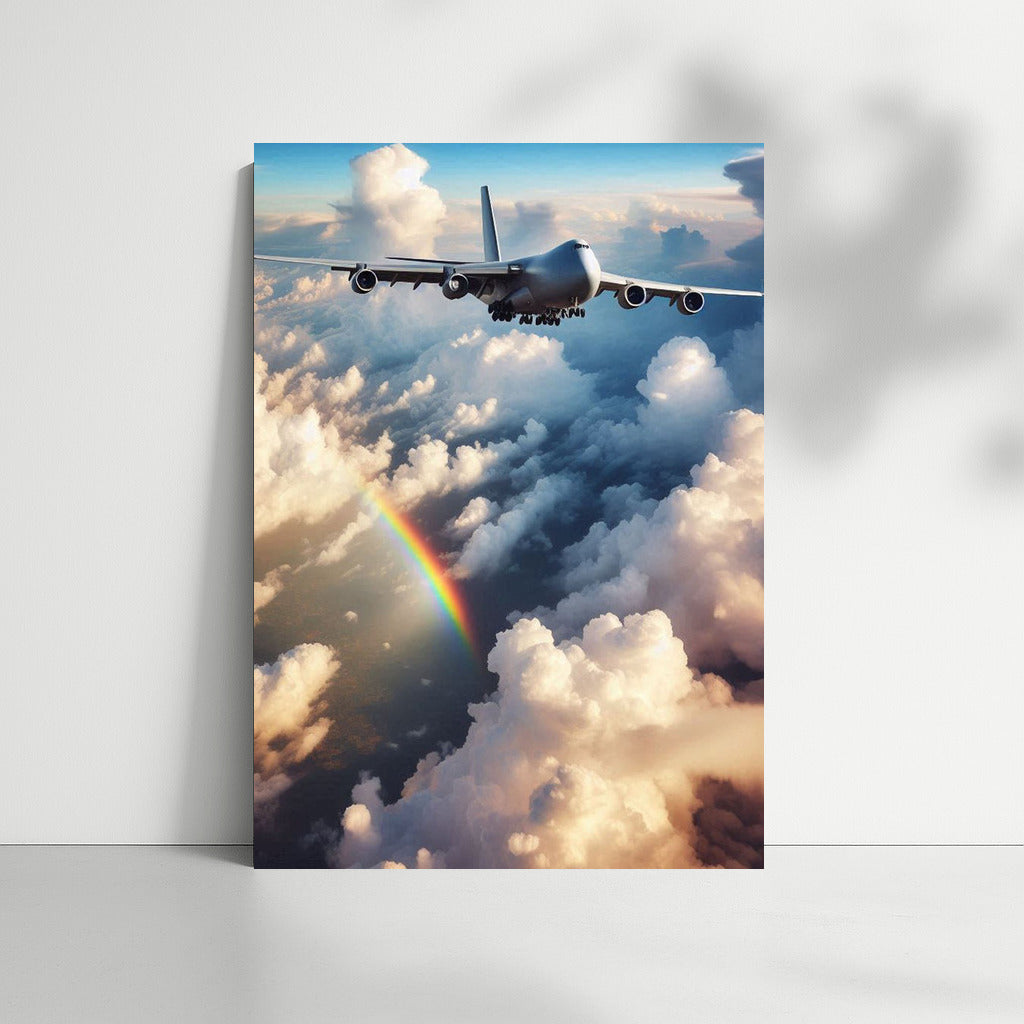 Cargo Plane in Clouds and Rainbows: Flight of Dreams