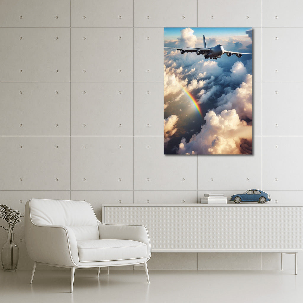 Cargo Plane in Clouds and Rainbows: Flight of Dreams