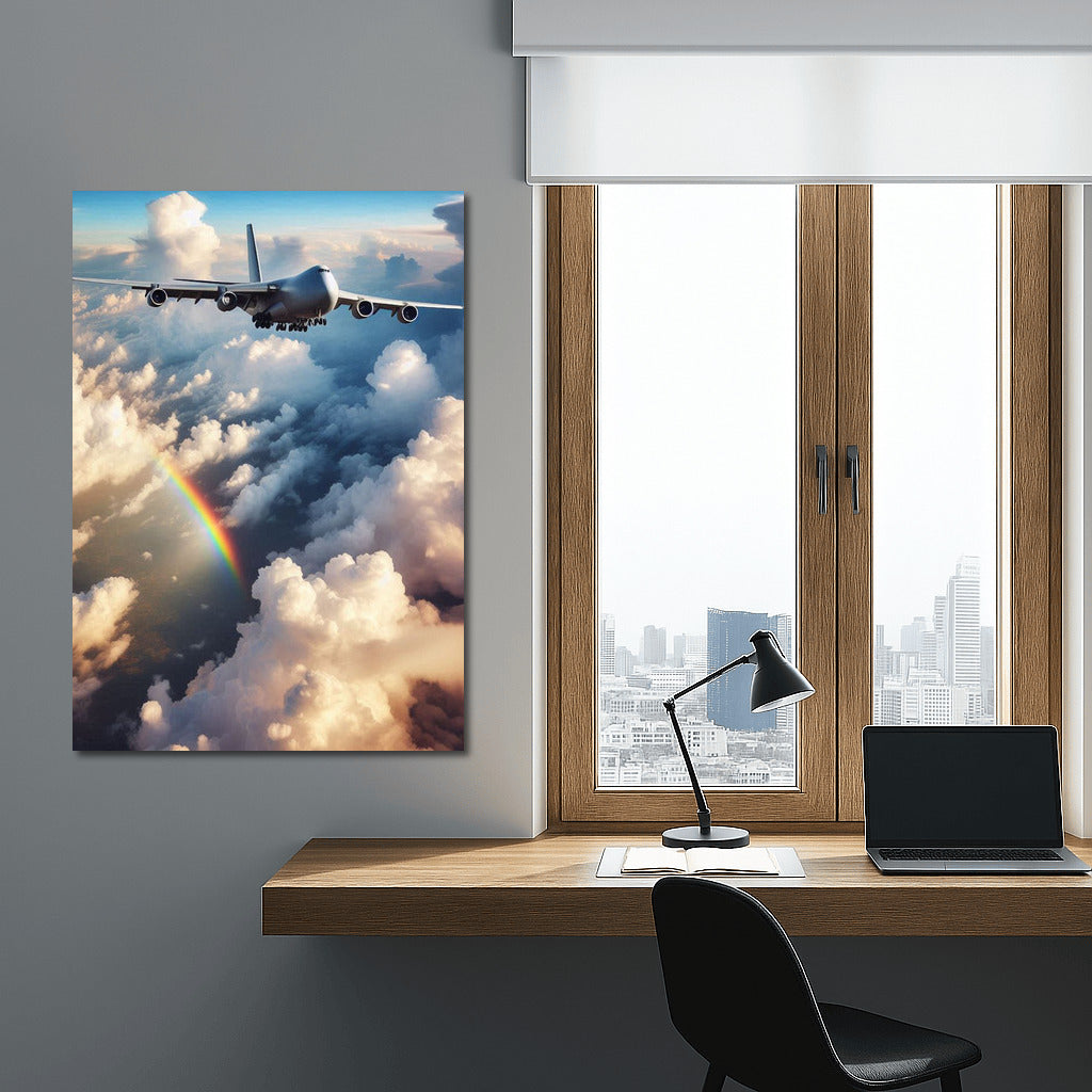 Cargo Plane in Clouds and Rainbows: Flight of Dreams