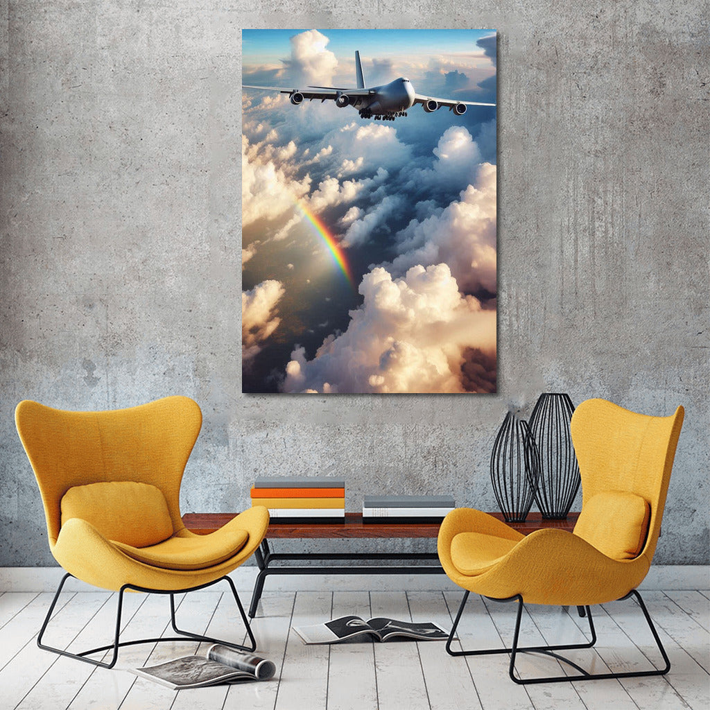 Cargo Plane in Clouds and Rainbows: Flight of Dreams