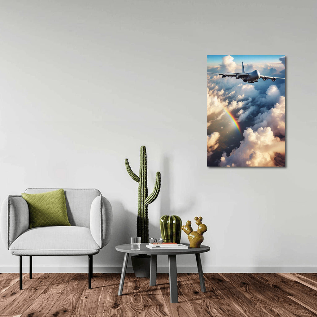 Cargo Plane in Clouds and Rainbows: Flight of Dreams