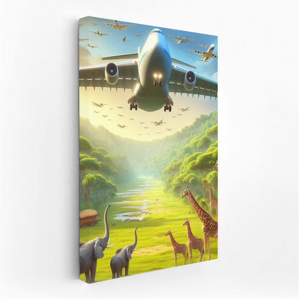 Cargo Plane Soaring Over Forest Landscape