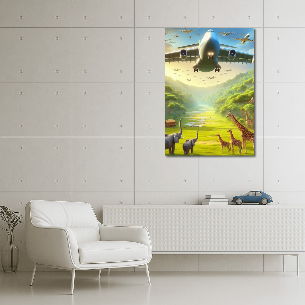 Cargo Plane Soaring Over Forest Landscape