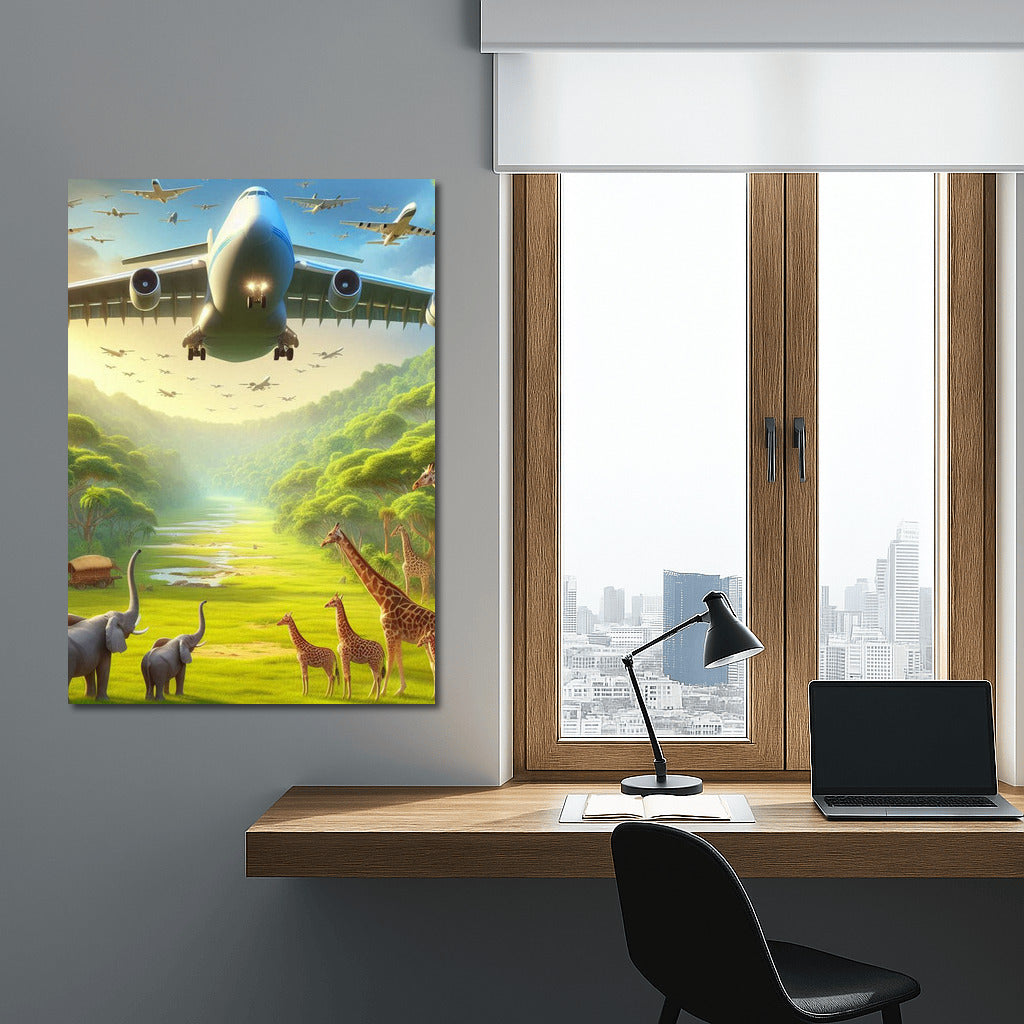 Cargo Plane Soaring Over Forest Landscape