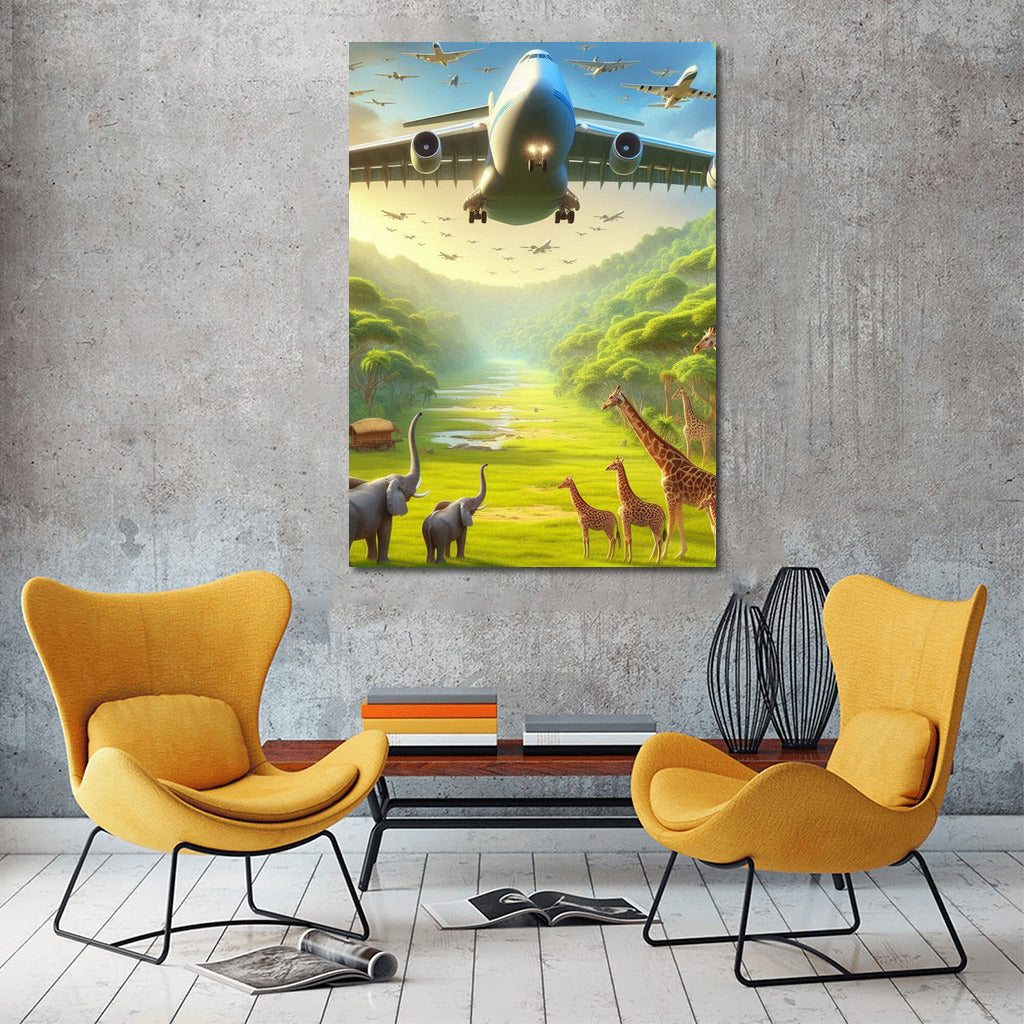 Cargo Plane Soaring Over Forest Landscape