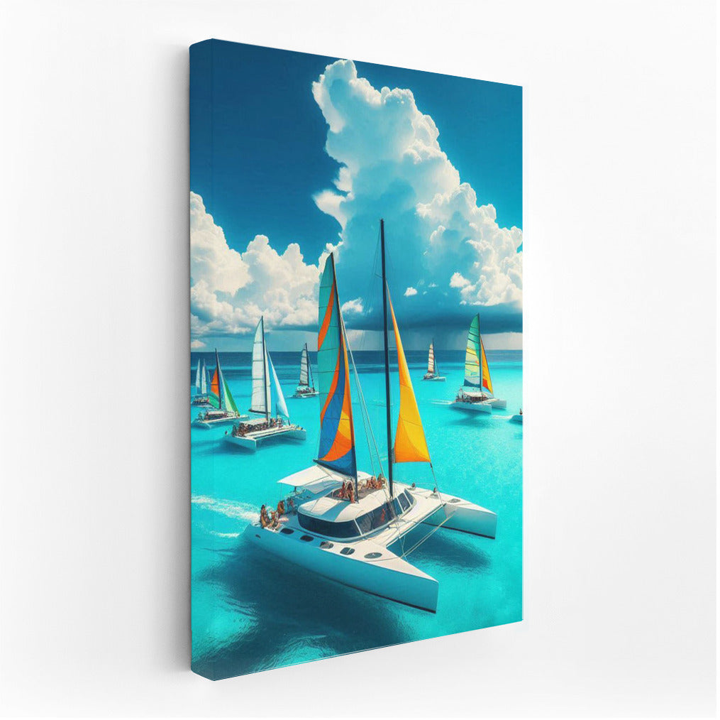 Catamarans in the Turquoise Sea: A Vibrant World of Sails