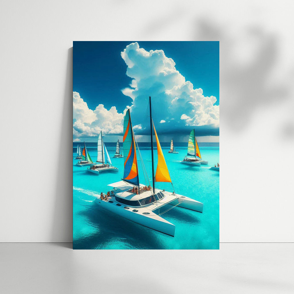 Catamarans in the Turquoise Sea: A Vibrant World of Sails