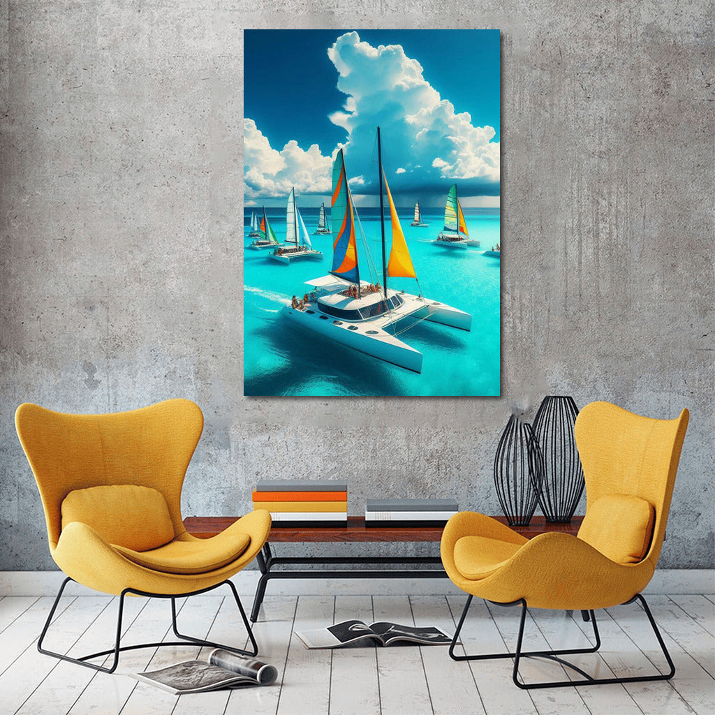 Catamarans in the Turquoise Sea: A Vibrant World of Sails