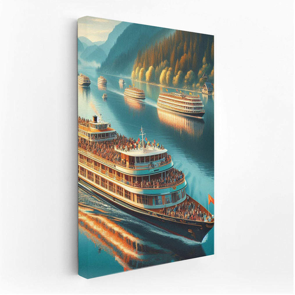 Serene Cruise: Liners on the Lake