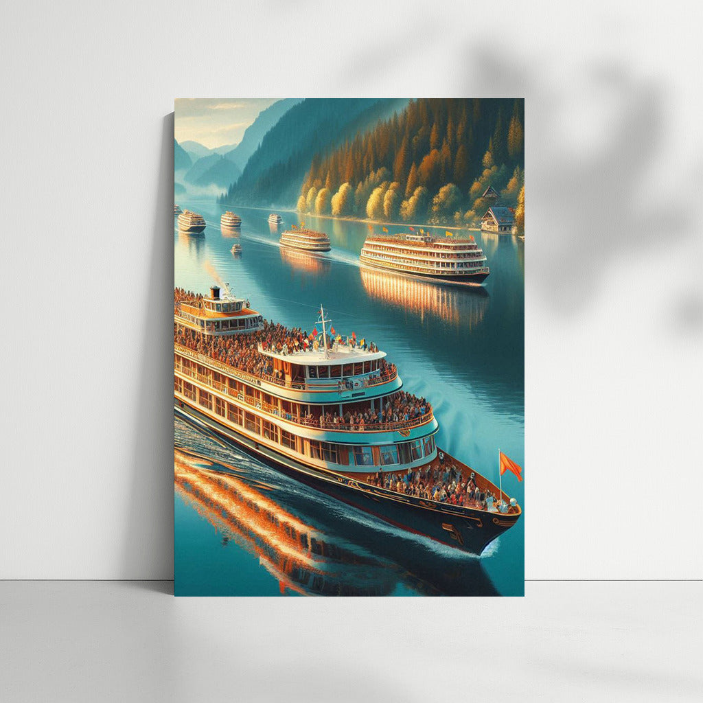 Serene Cruise: Liners on the Lake