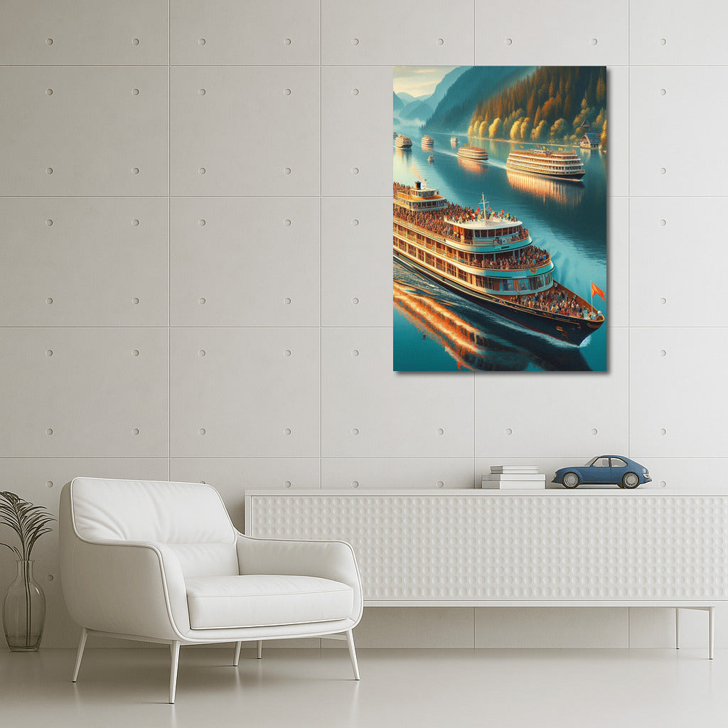 Serene Cruise: Liners on the Lake