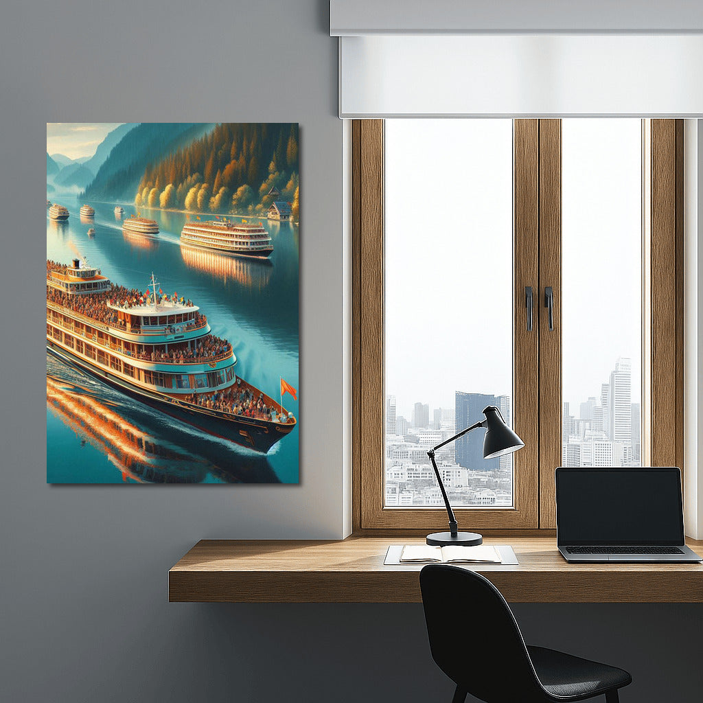 Serene Cruise: Liners on the Lake