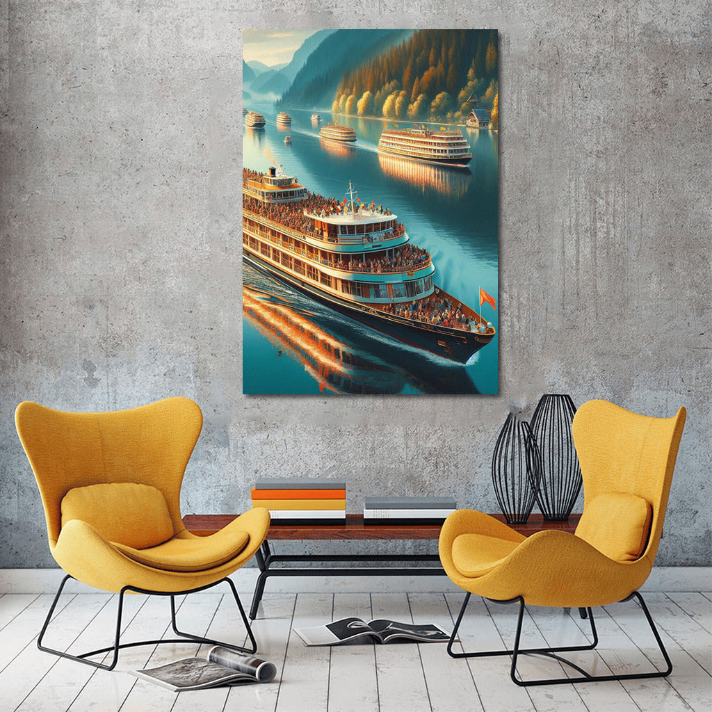 Serene Cruise: Liners on the Lake