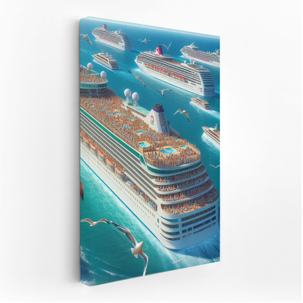 Cruise Ship Fleet on the Ocean: The Spirit of Adventure