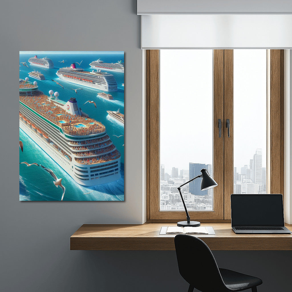 Cruise Ship Fleet on the Ocean: The Spirit of Adventure