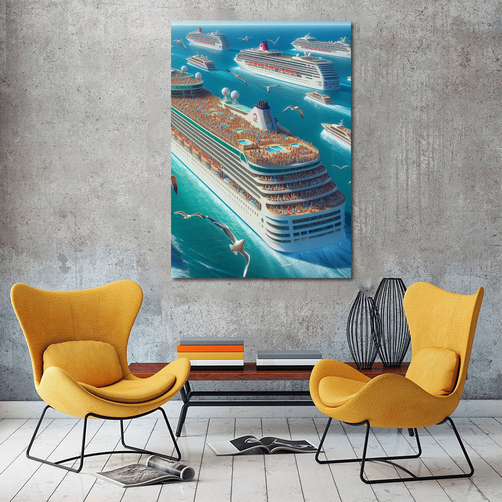 Cruise Ship Fleet on the Ocean: The Spirit of Adventure