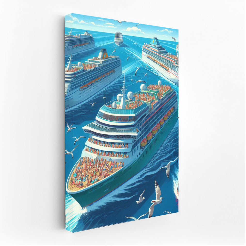 The grandeur of cruise ships in the vast ocean