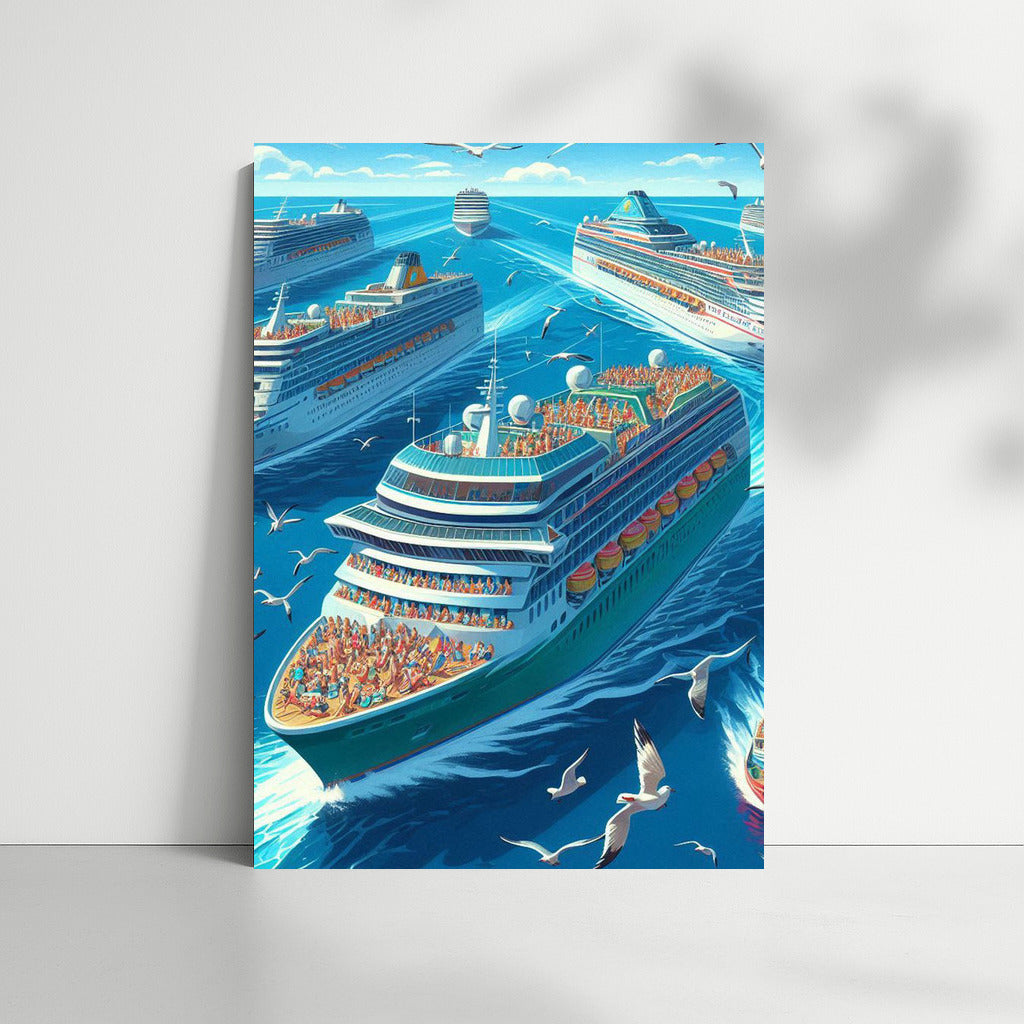 The grandeur of cruise ships in the vast ocean