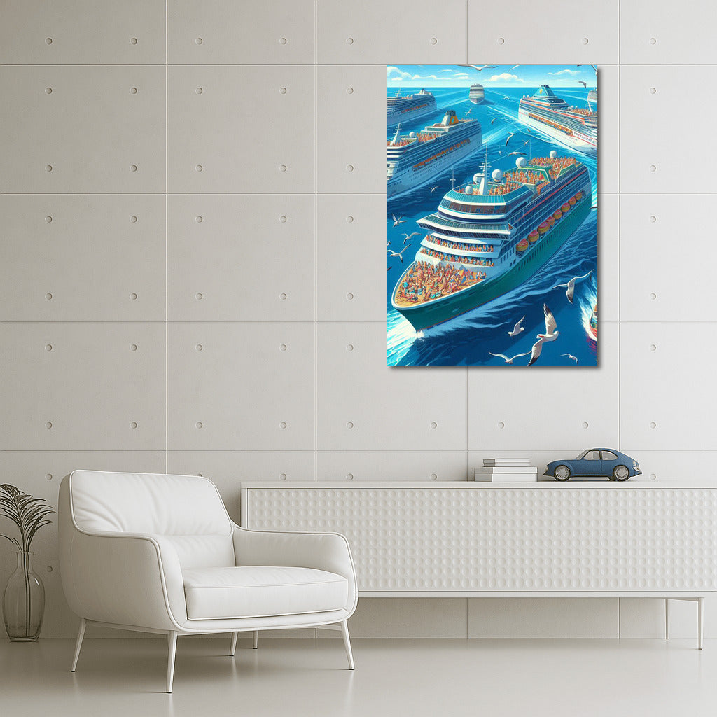 The grandeur of cruise ships in the vast ocean