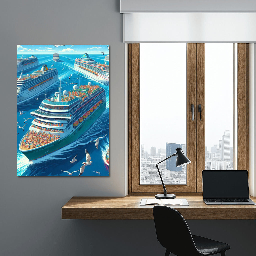 The grandeur of cruise ships in the vast ocean