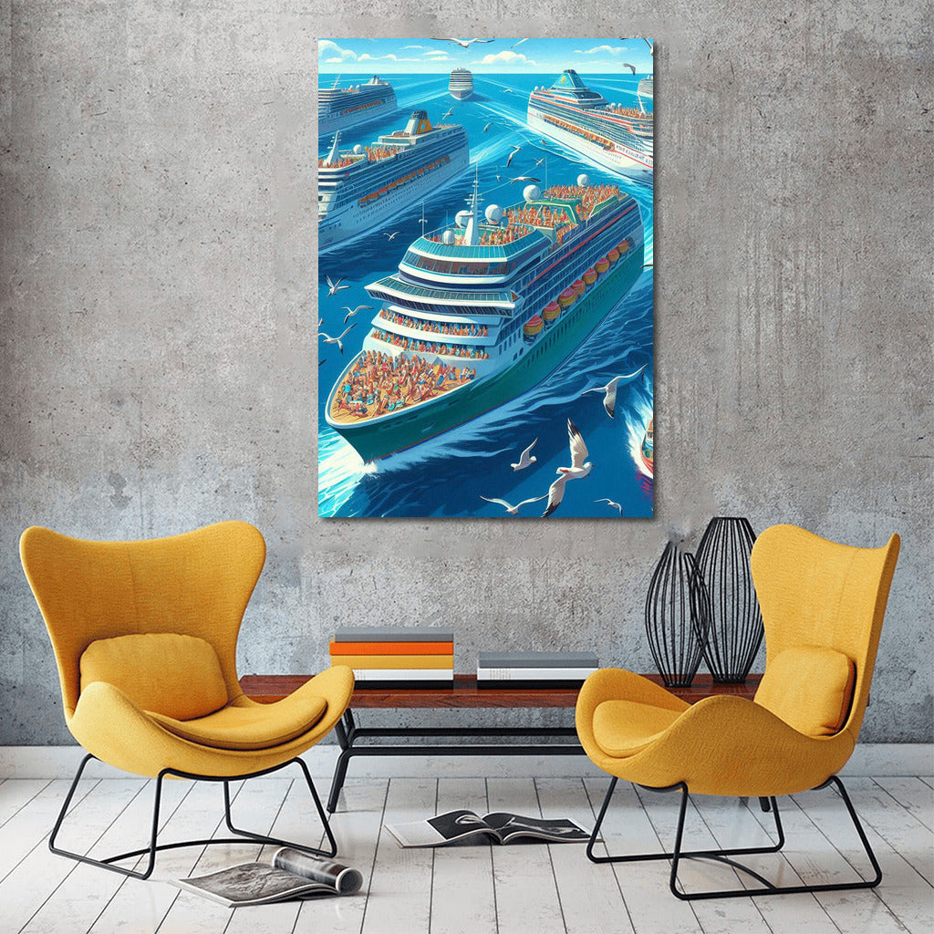 The grandeur of cruise ships in the vast ocean