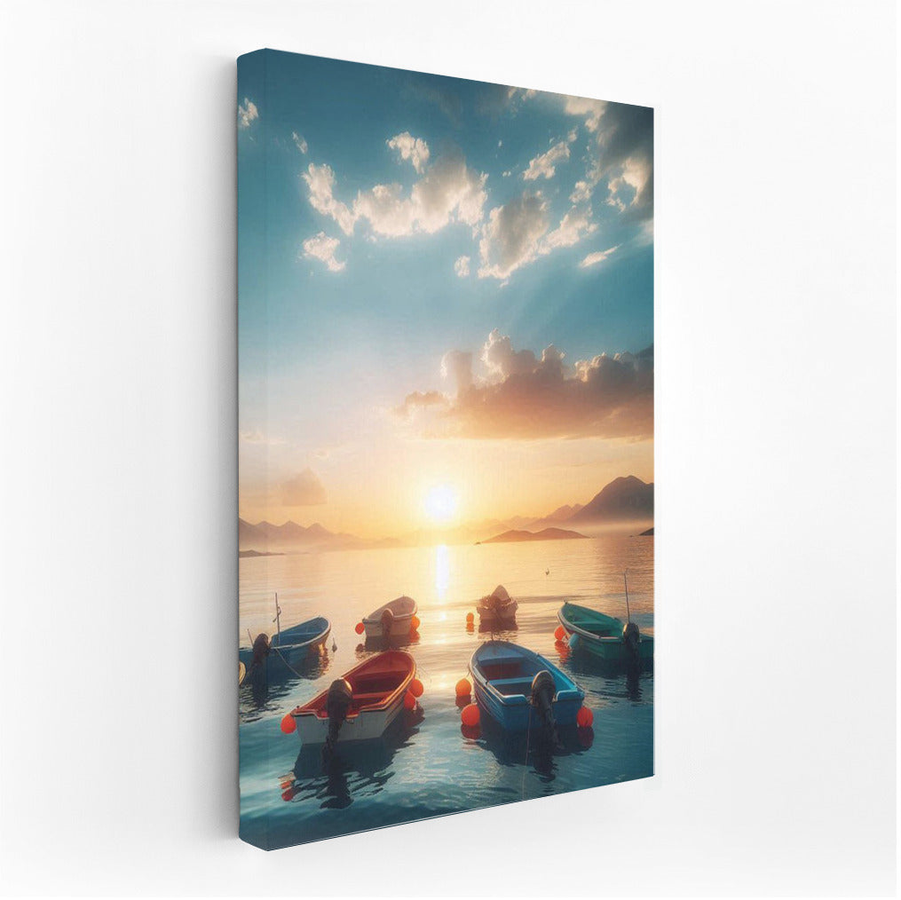 Sunset on the Lake: Boats on Dinghies Lake 2 for Living Room