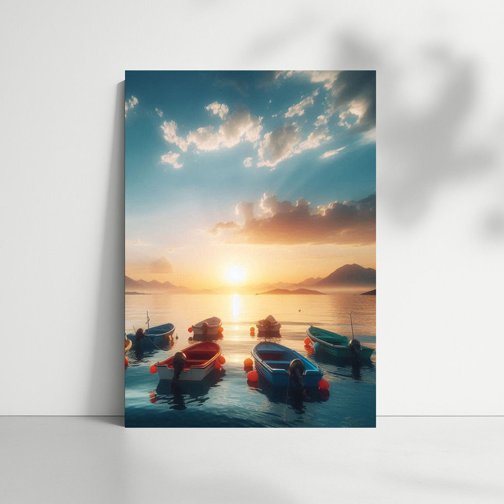 Sunset on the Lake: Boats on Dinghies Lake 2 for Living Room