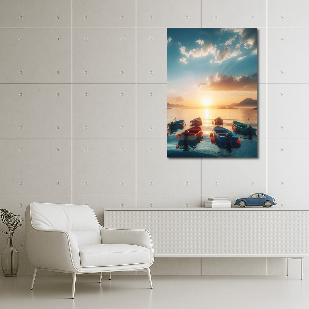 Sunset on the Lake: Boats on Dinghies Lake 2 for Living Room