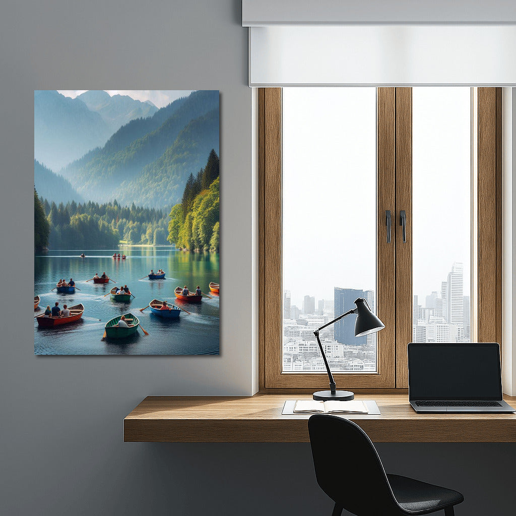 Mountain Breeze: Boats at the Foot of the Peaks