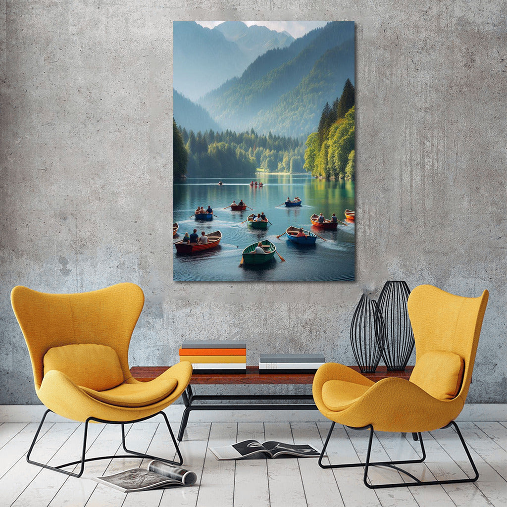 Mountain Breeze: Boats at the Foot of the Peaks