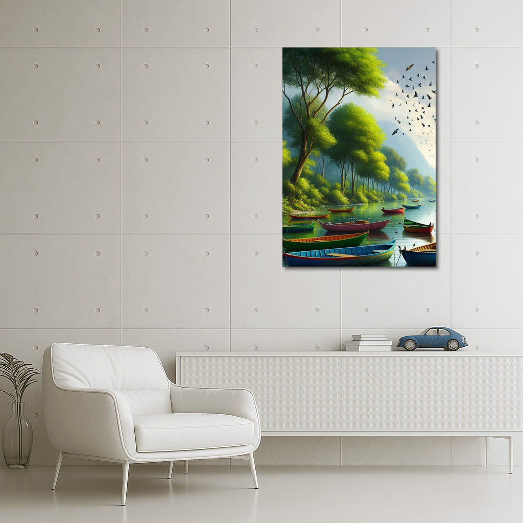 Bright Boats on the River: Calm and Harmony Dinghies River 3