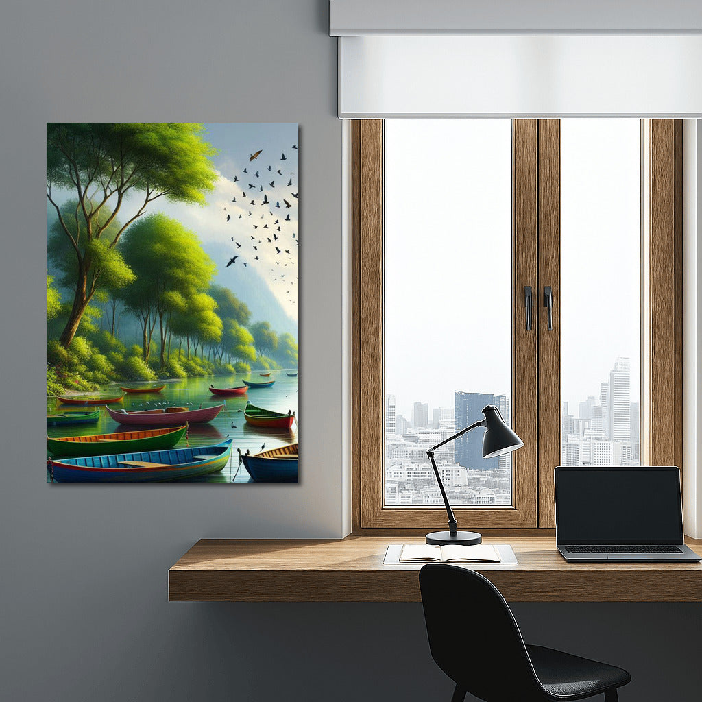 Bright Boats on the River: Calm and Harmony Dinghies River 3