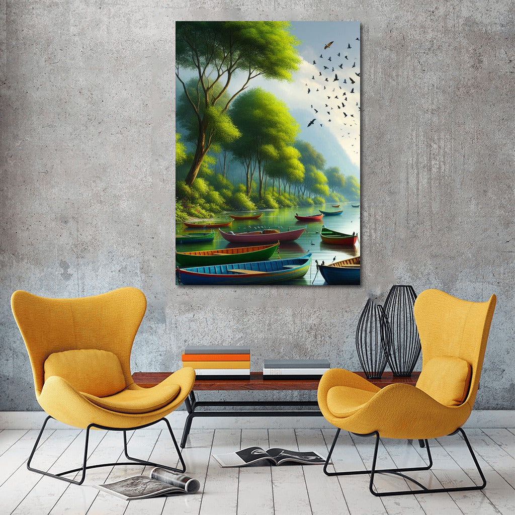 Bright Boats on the River: Calm and Harmony Dinghies River 3