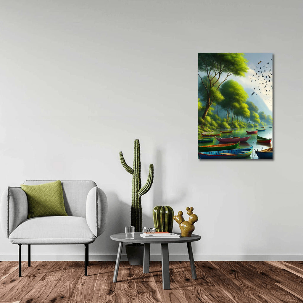 Bright Boats on the River: Calm and Harmony Dinghies River 3