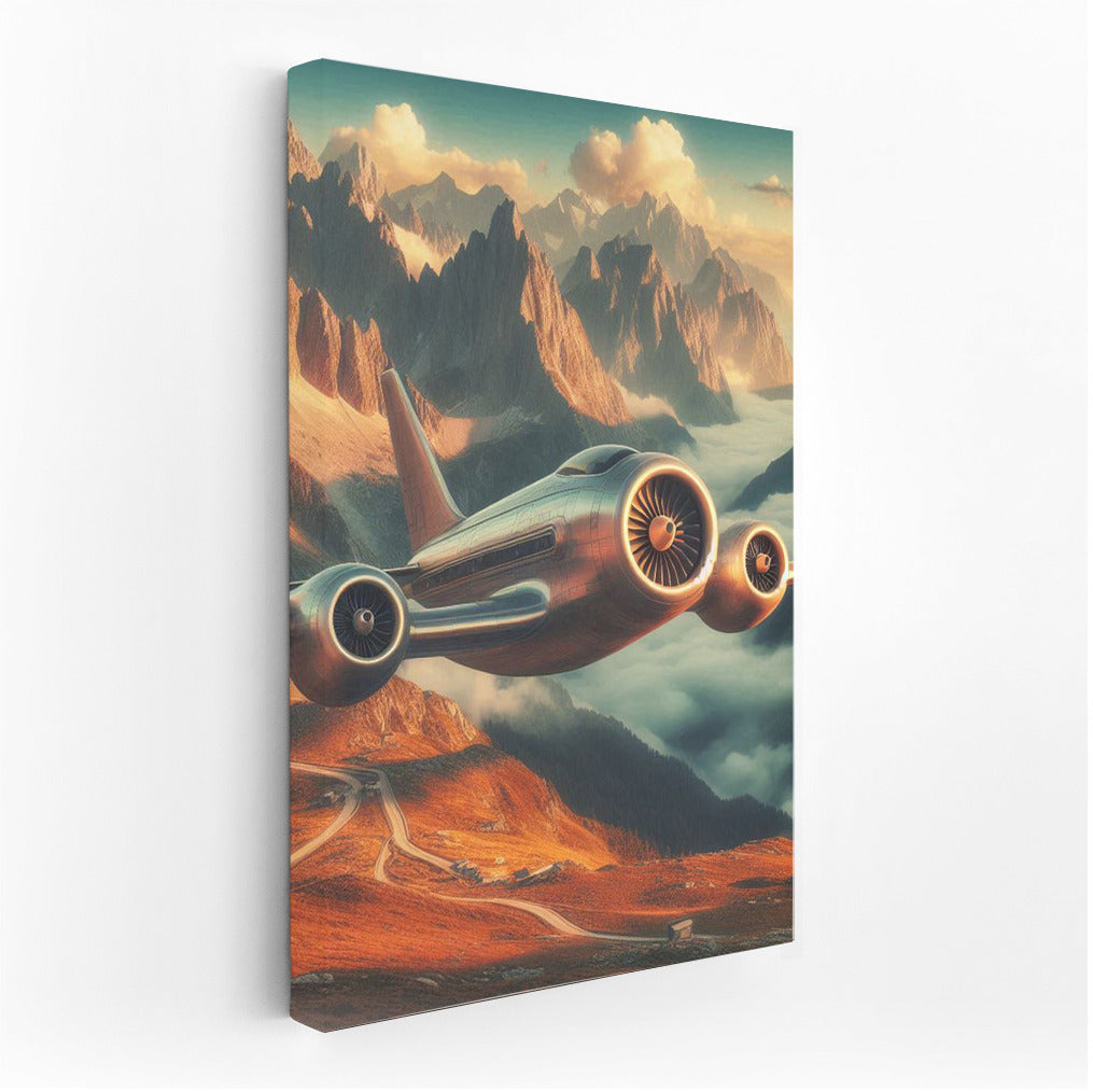 Experimental aircraft over fairytale mountains: breathtaking landscape