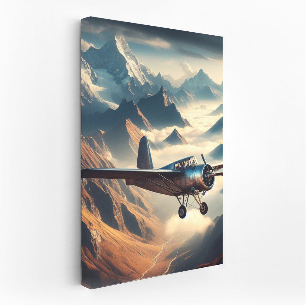 Experimental Aircraft Embraced by Mountain Landscape: Art for Dreamers and Explorers