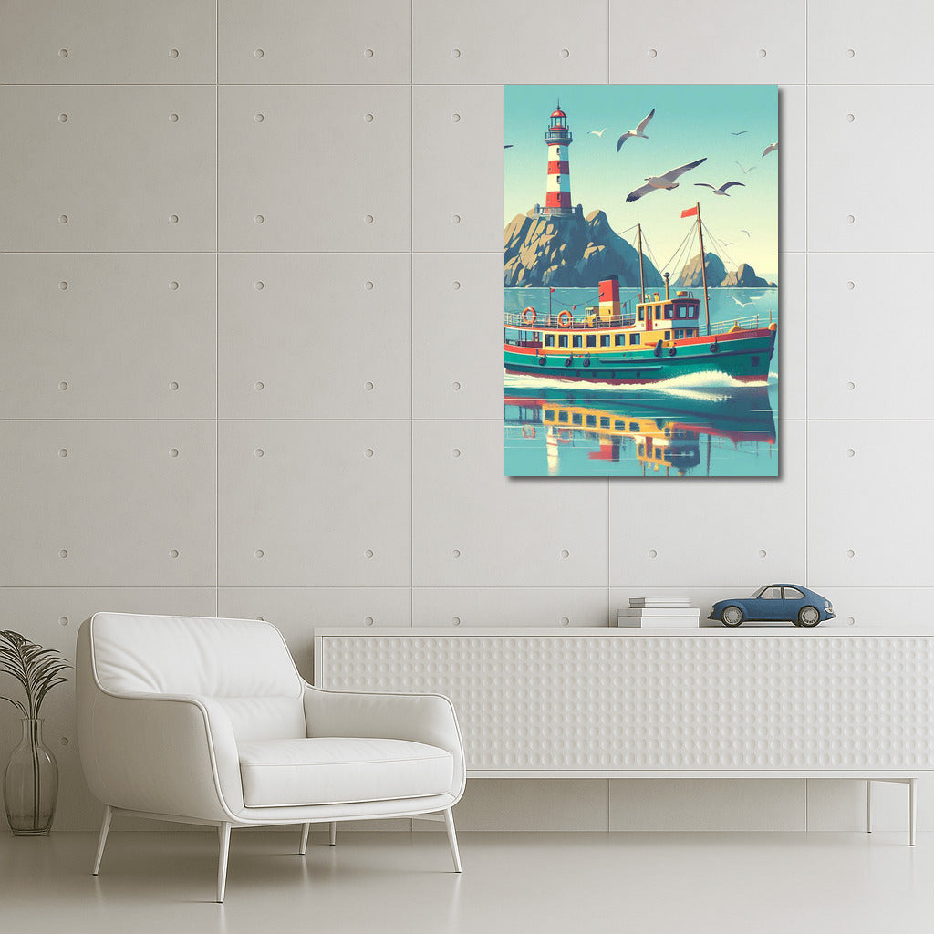 Lighthouse Ferry: Mountain Landscape of Tranquility