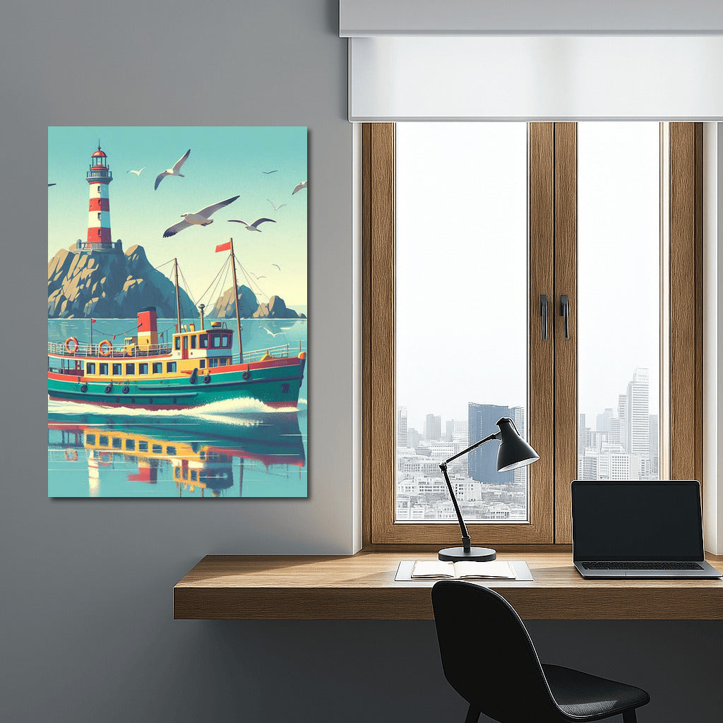 Lighthouse Ferry: Mountain Landscape of Tranquility