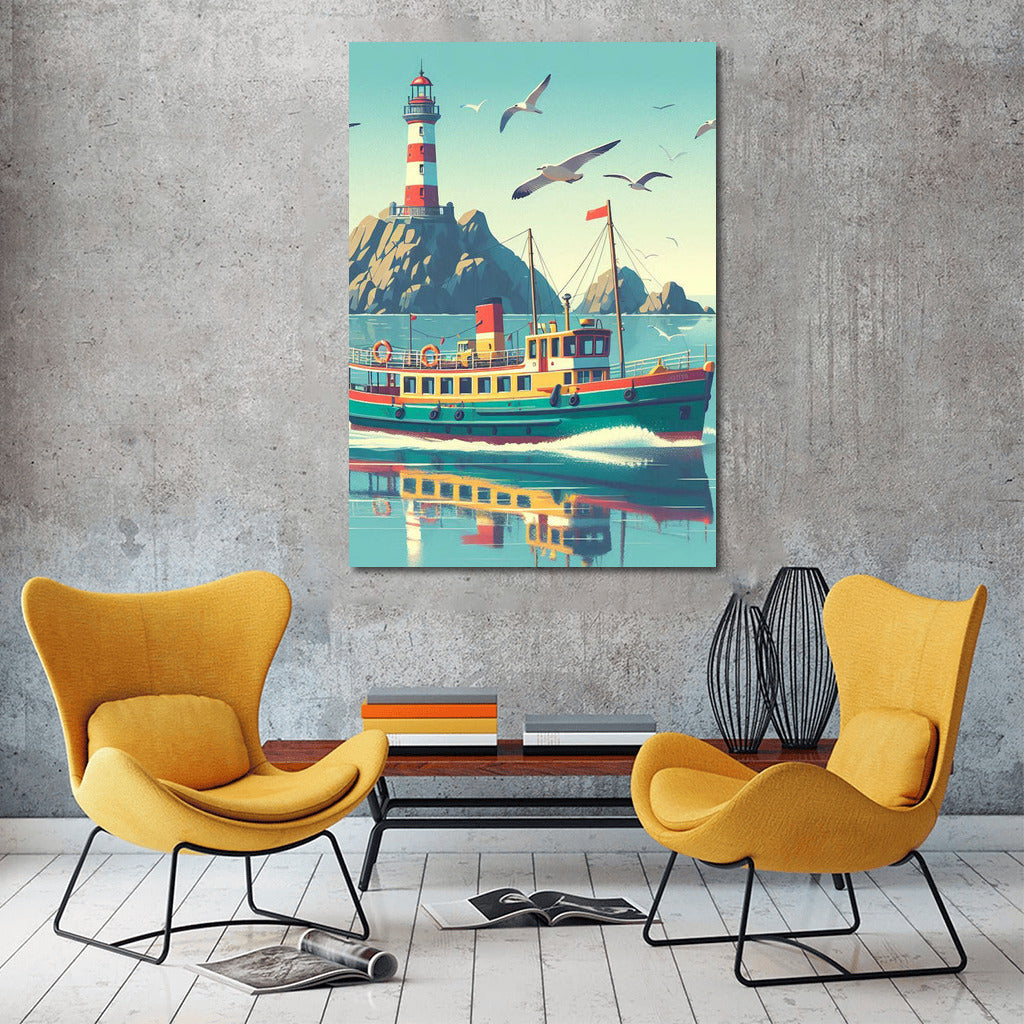 Lighthouse Ferry: Mountain Landscape of Tranquility