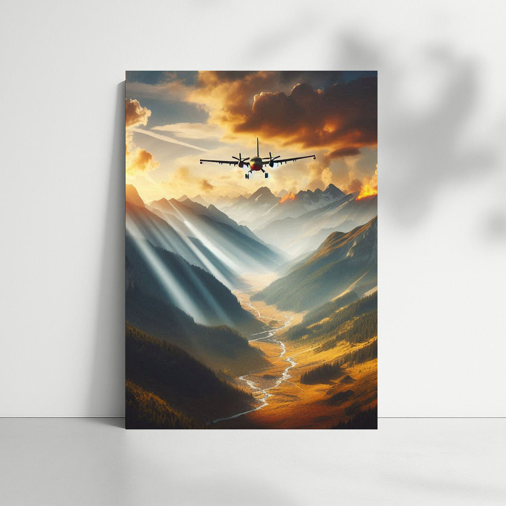 Fire Guardian: Firefighting Plane Over Mountain Landscape