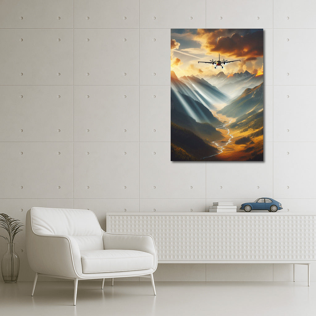 Fire Guardian: Firefighting Plane Over Mountain Landscape