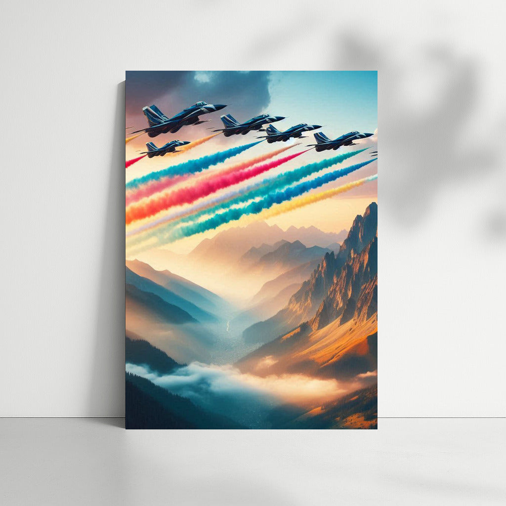 Fighters Over Mountain Landscape: Power and Beauty in Flight